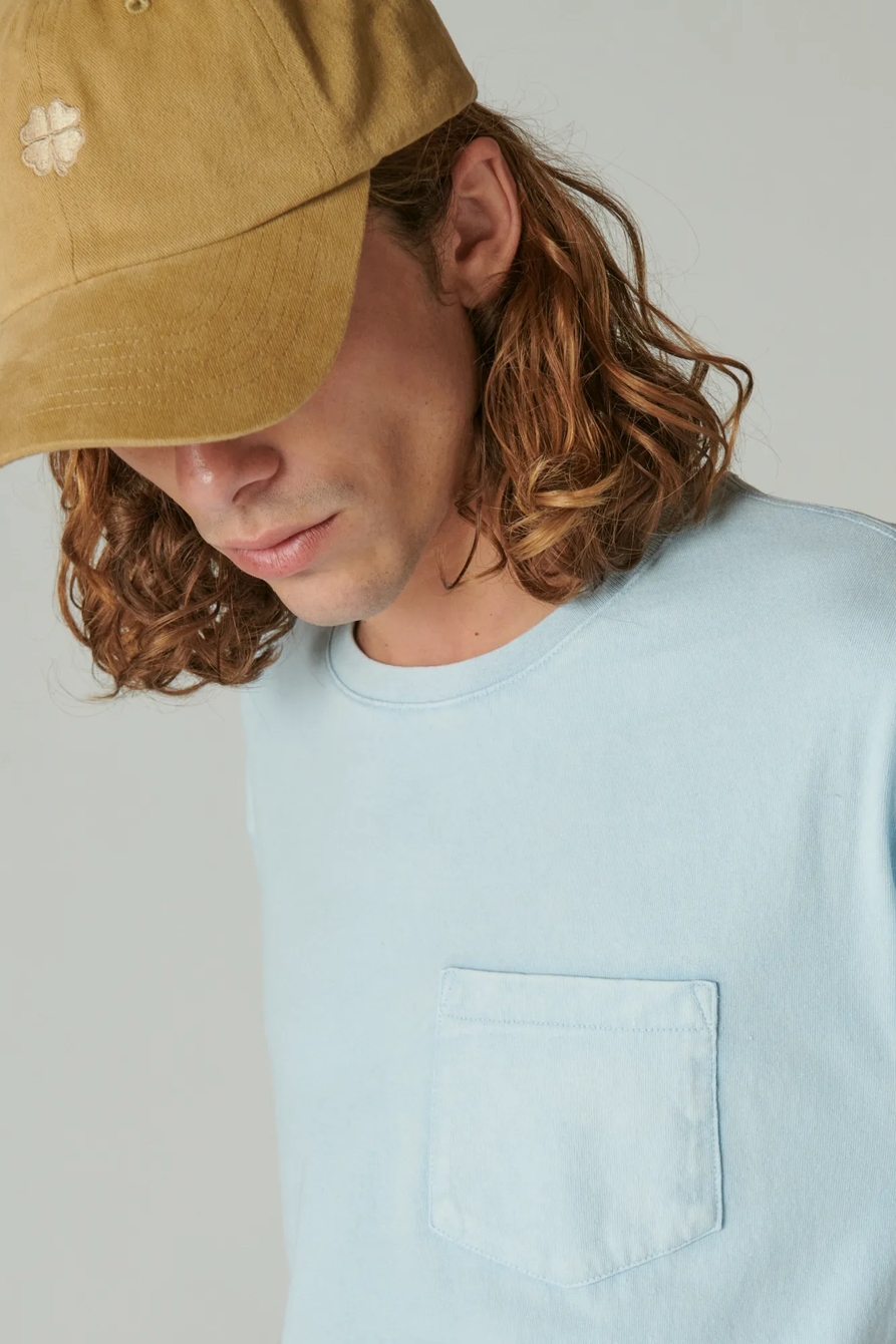 WASHED COTTON SHORT SLEEVE POCKET CREW NECK TEE, image 2
