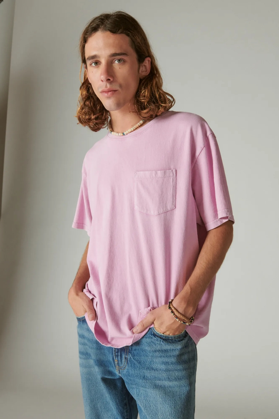 WASHED COTTON SHORT SLEEVE POCKET CREW NECK TEE, image 1