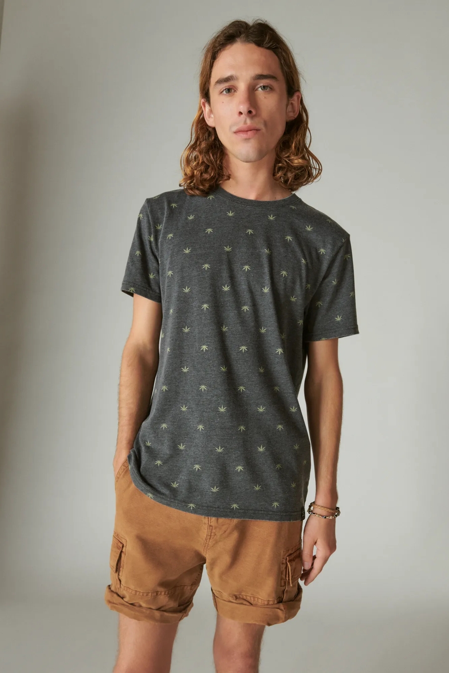 VENICE BURNOUT LEAF PRINT CREW NECK TEE, image 1