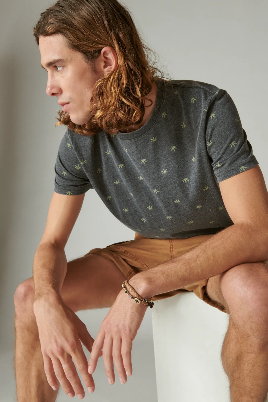 VENICE BURNOUT LEAF PRINT CREW NECK TEE, image 2
