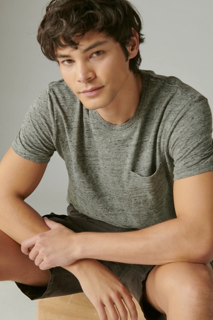 LINEN SHORT SLEEVE POCKET CREW NECK TEE, image 1