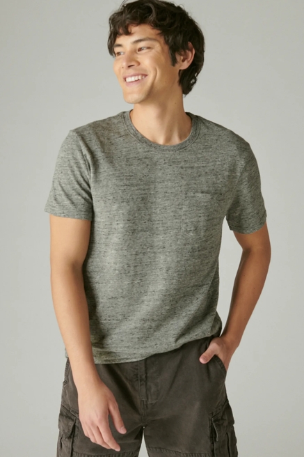 LINEN SHORT SLEEVE POCKET CREW NECK TEE, image 2