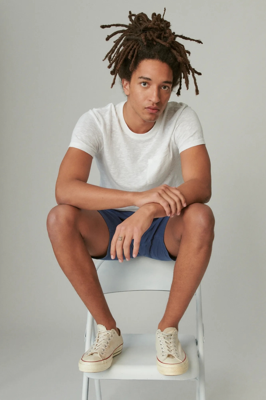 LINEN SHORT SLEEVE POCKET CREW NECK TEE, image 1