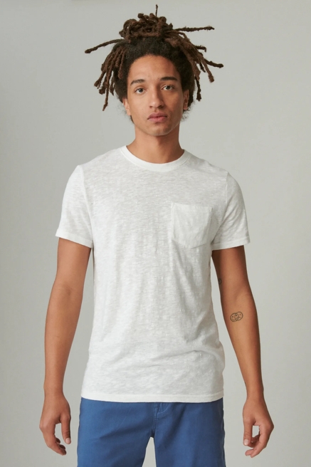 LINEN SHORT SLEEVE POCKET CREW NECK TEE, image 3