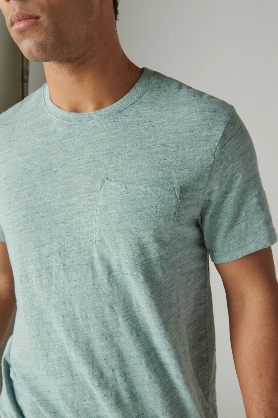 LINEN SHORT SLEEVE POCKET CREW NECK TEE, image 4