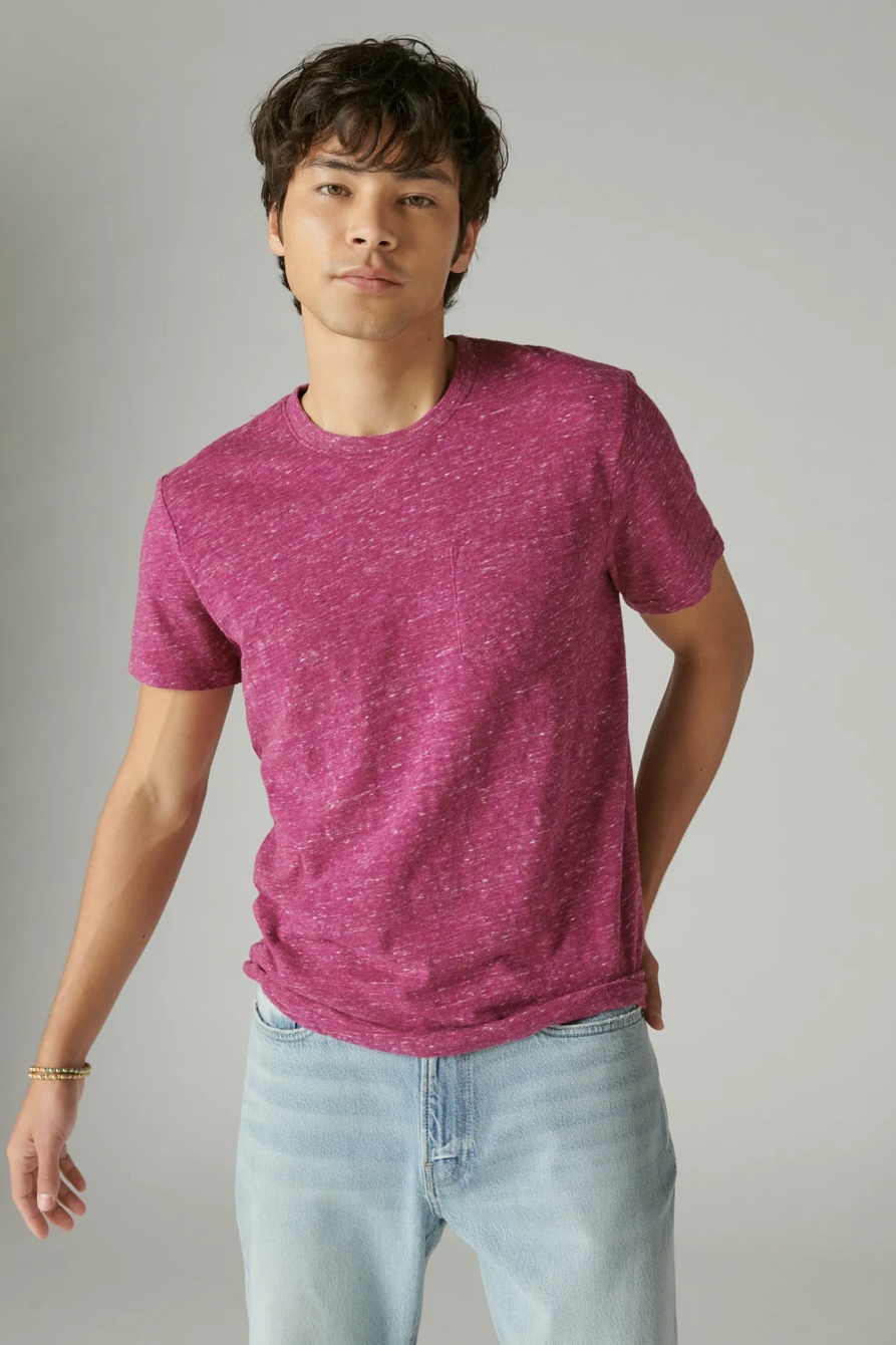 LINEN SHORT SLEEVE POCKET CREW NECK TEE, image 1