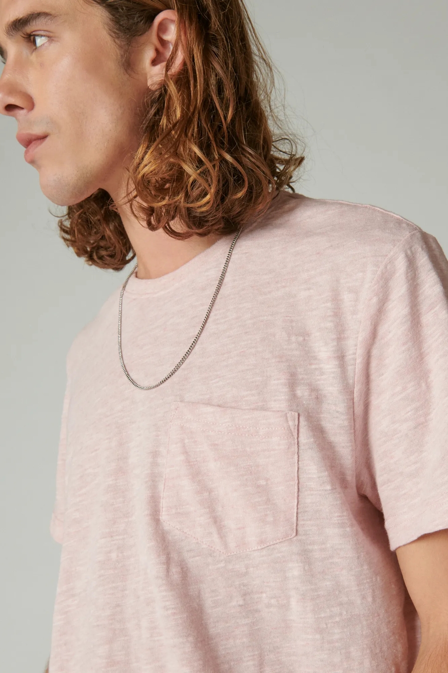 LINEN SHORT SLEEVE POCKET CREW NECK TEE, image 2