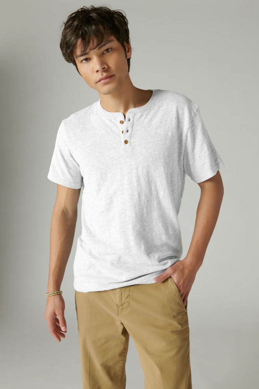 LINEN SHORT SLEEVE HENLEY, image 2