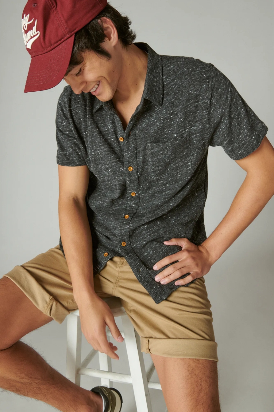LINEN SHORT SLEEVE BUTTON UP SHIRT, image 1