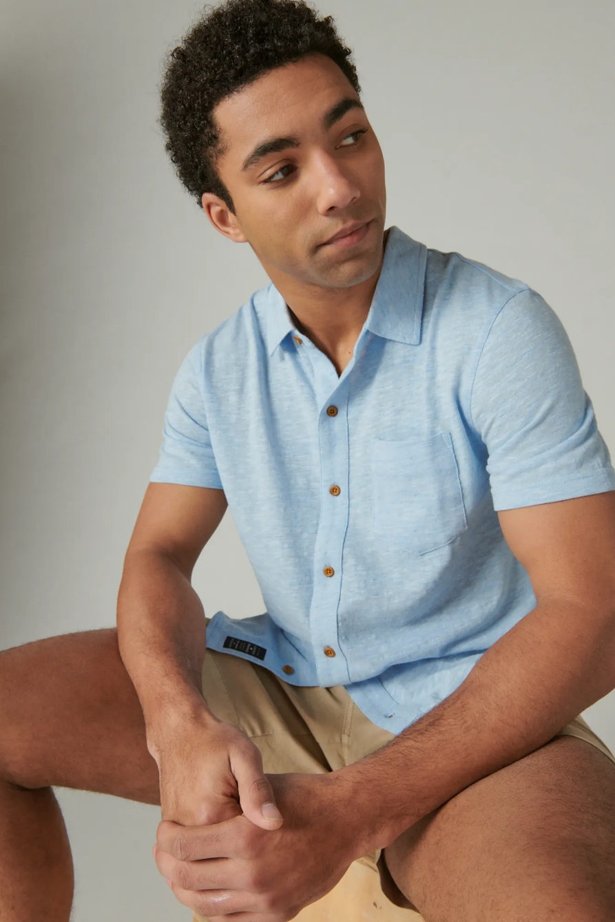 LINEN SHORT SLEEVE BUTTON UP SHIRT, image 2