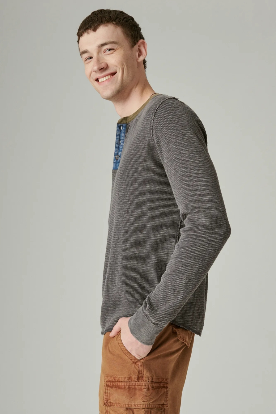 ACID WASH THERMAL HENLEY W/ CONTRAST PLACKET, image 3