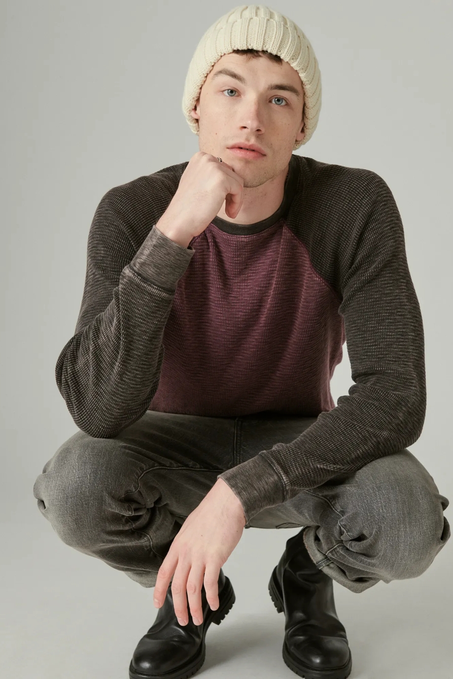 ACID WASH COLORBLOCK THERMAL CREW, image 1