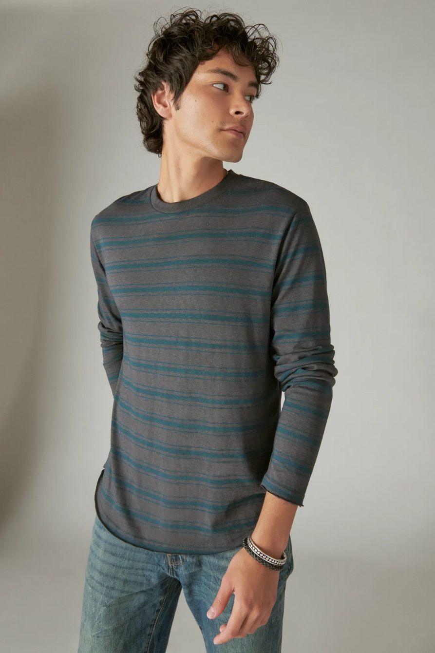 VENICE BURNOUT LONG SLEEVE STRIPE CREW NECK, image 1