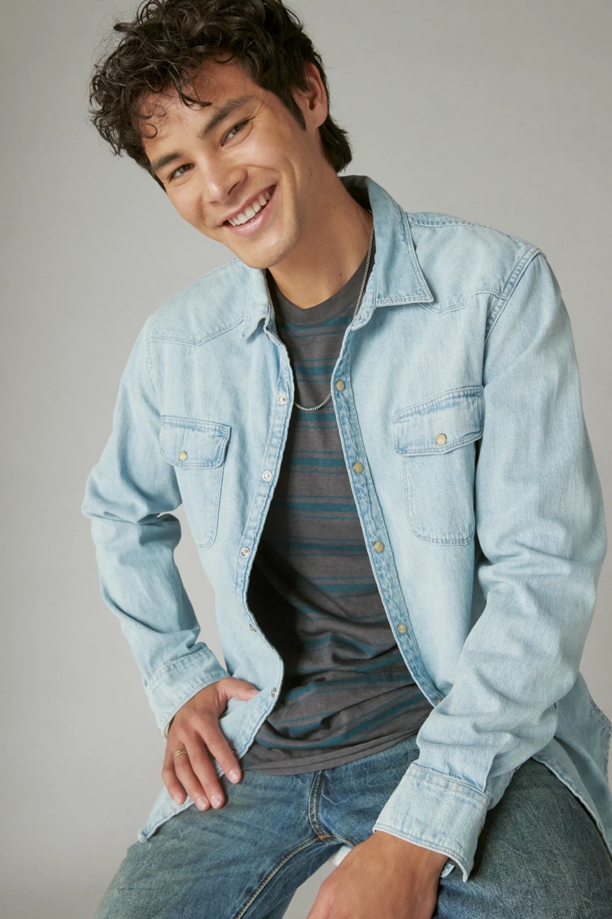 VENICE BURNOUT LONG SLEEVE STRIPE CREW NECK, image 2