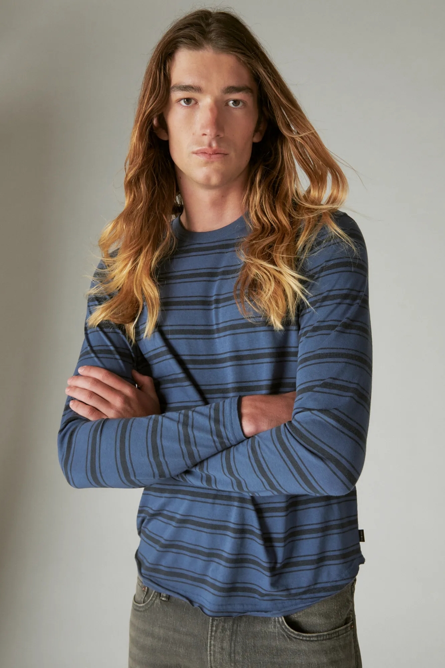 VENICE BURNOUT LONG SLEEVE STRIPE CREW NECK, image 1