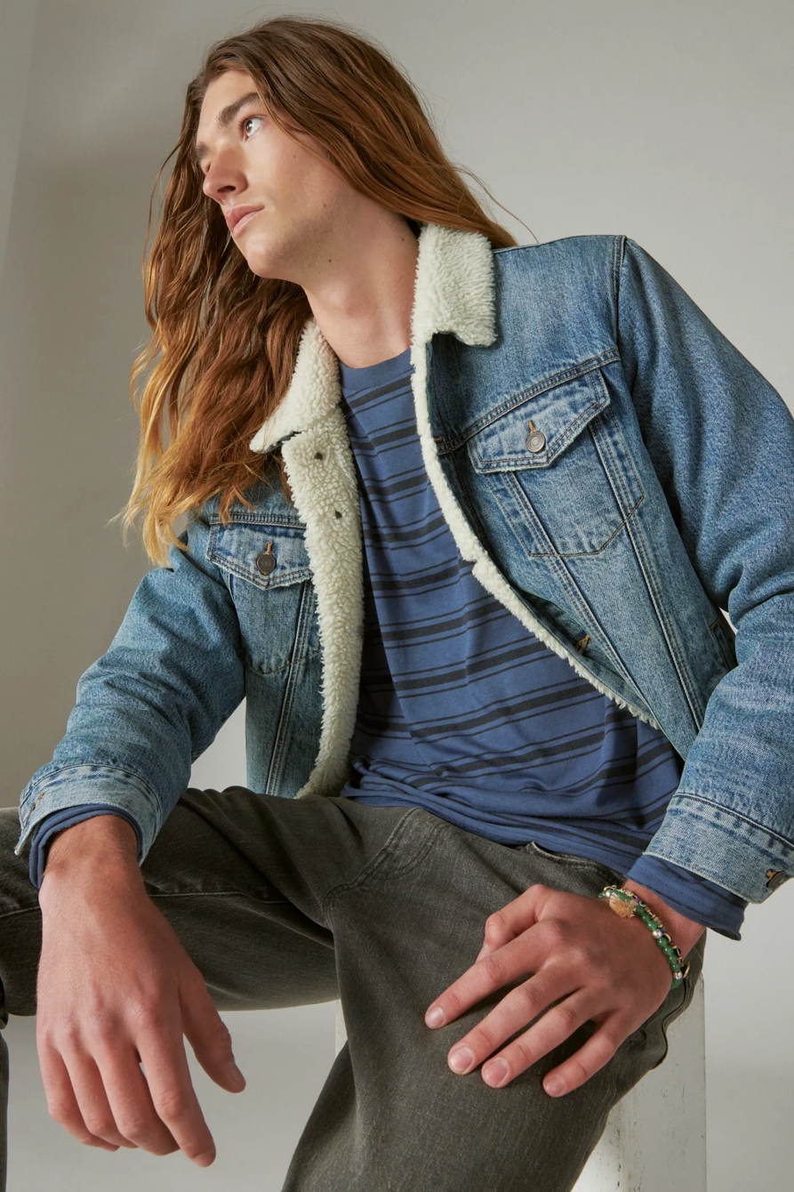 VENICE BURNOUT LONG SLEEVE STRIPE CREW NECK, image 2