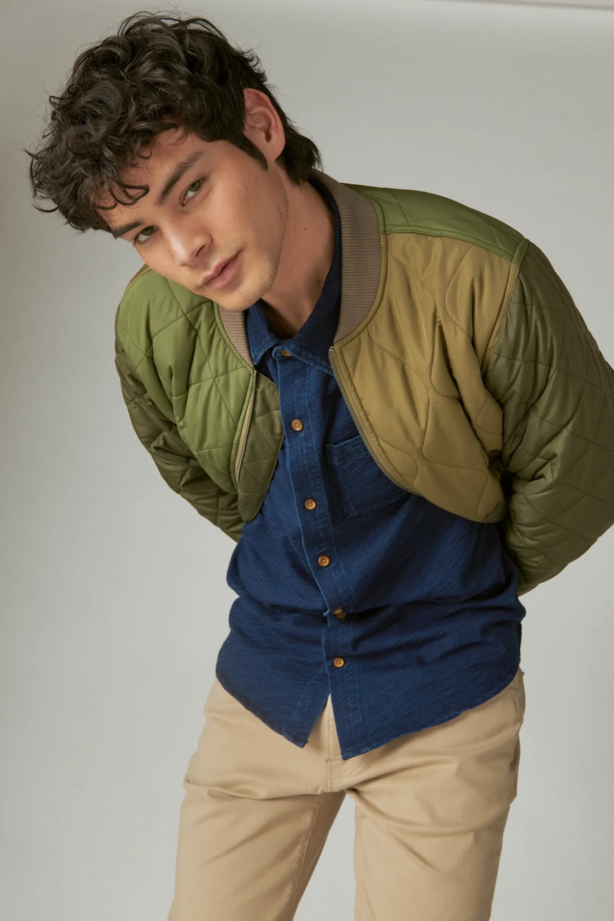 INDIGO KNIT BUTTON DOWN SHIRT, image 2