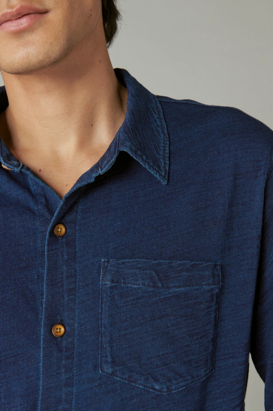 INDIGO KNIT BUTTON DOWN SHIRT, image 4