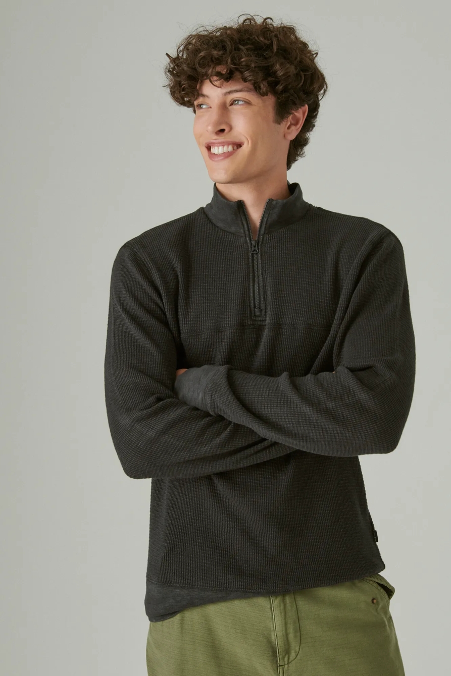 GARMENT DYE THERMAL MOCK HALF ZIP, image 2