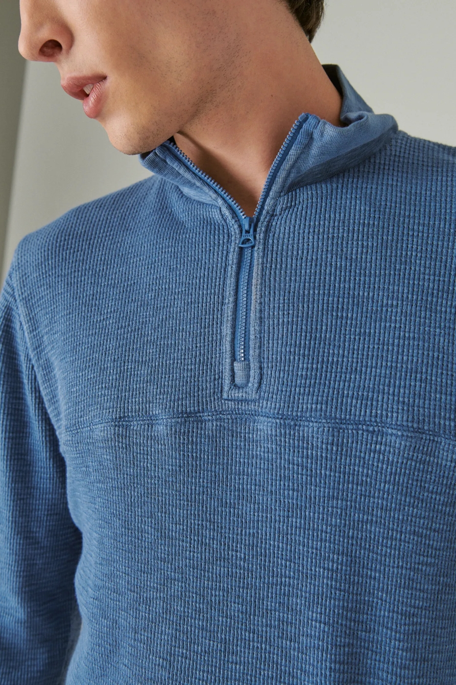 GARMENT DYE THERMAL MOCK HALF ZIP, image 2