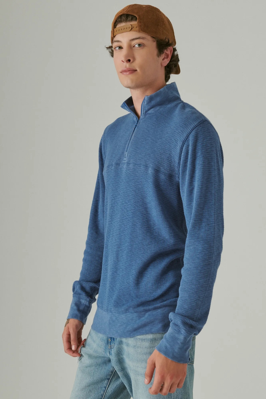 GARMENT DYE THERMAL MOCK HALF ZIP, image 3
