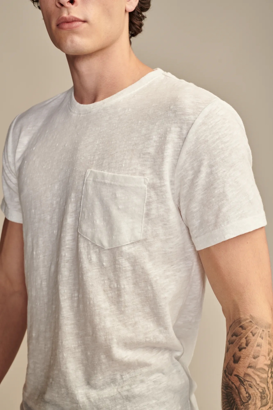 LINEN SHORT SLEEVE POCKET CREW NECK TEE, image 2