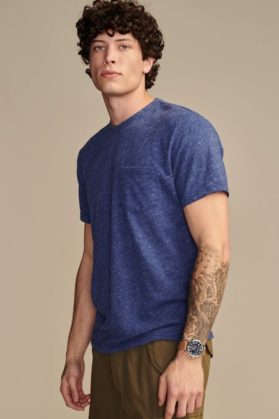 LINEN SHORT SLEEVE POCKET CREW NECK TEE, image 3