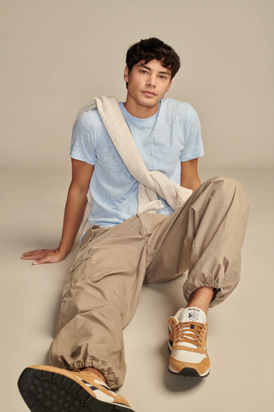 LINEN SHORT SLEEVE POCKET CREW NECK TEE, image 2