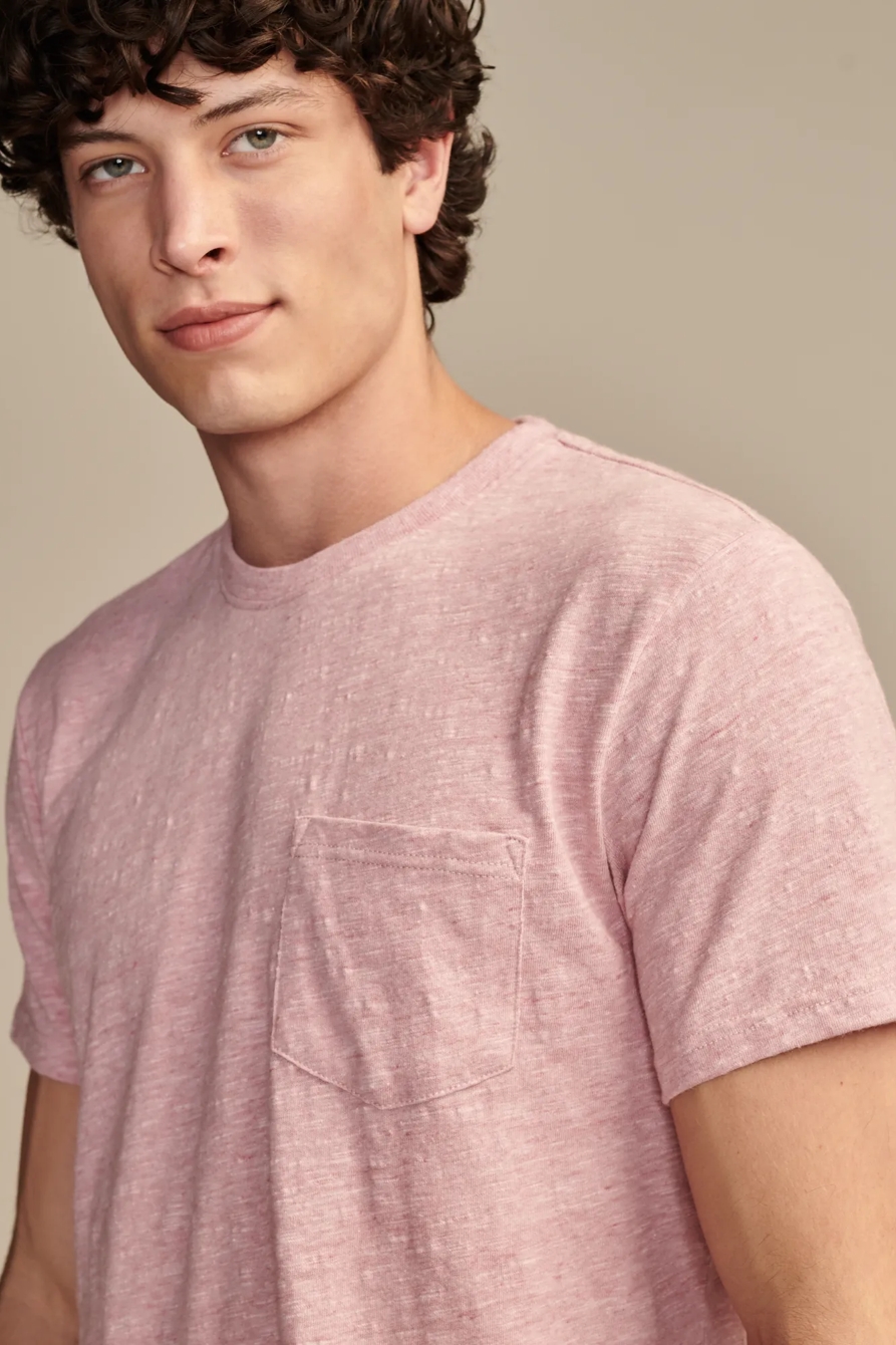 LINEN SHORT SLEEVE POCKET CREW NECK TEE, image 3