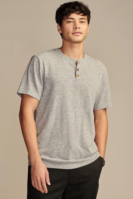 LINEN SHORT SLEEVE HENLEY, image 1