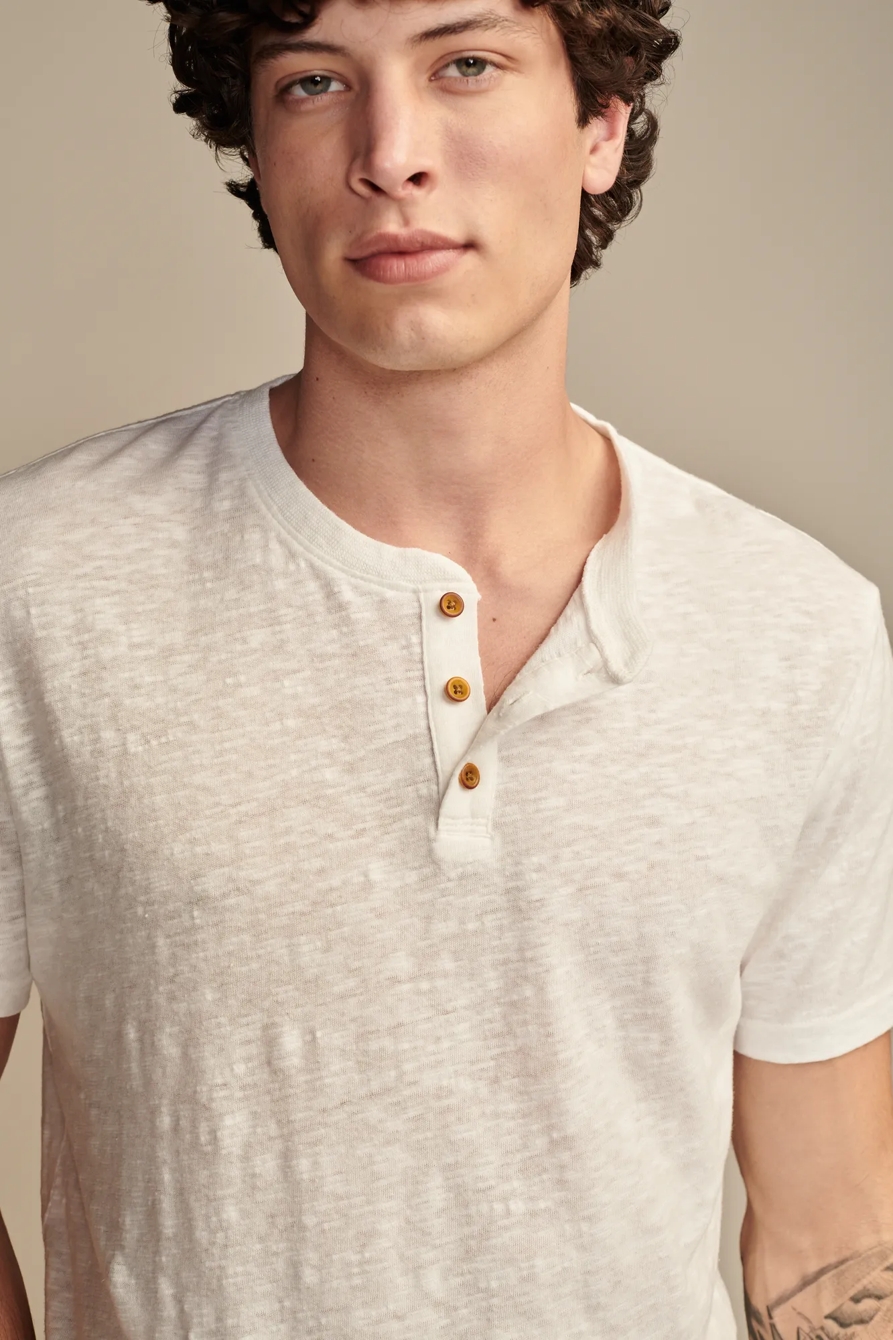 LINEN SHORT SLEEVE HENLEY, image 2