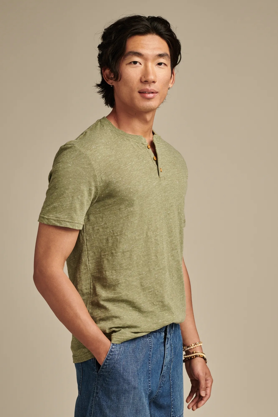 LINEN SHORT SLEEVE HENLEY, image 3