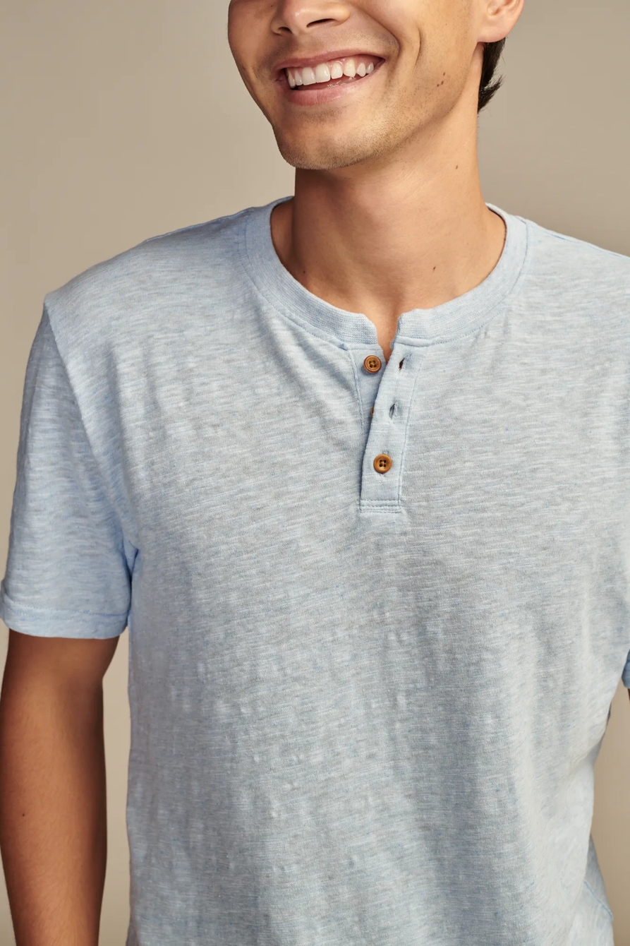 LINEN SHORT SLEEVE HENLEY, image 2