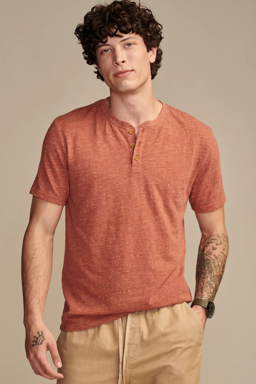 LINEN SHORT SLEEVE HENLEY, image 2