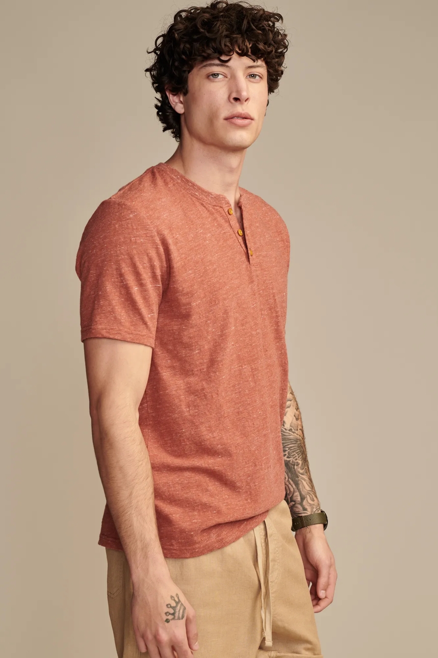 LINEN SHORT SLEEVE HENLEY, image 3