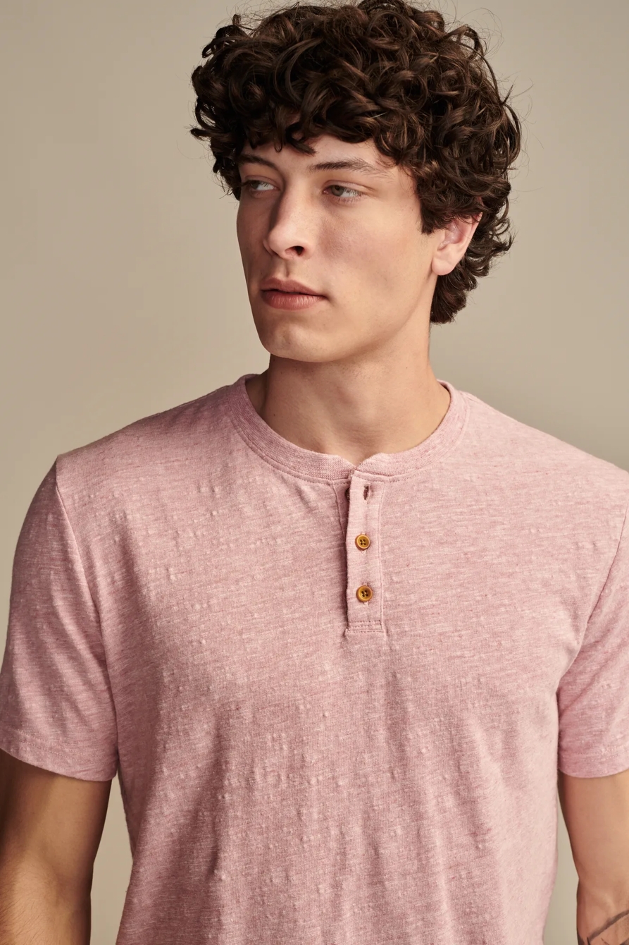 LINEN SHORT SLEEVE HENLEY, image 2