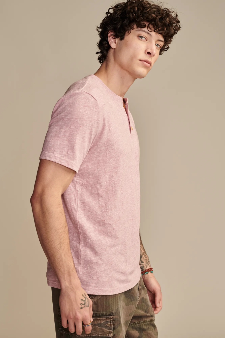 LINEN SHORT SLEEVE HENLEY, image 3