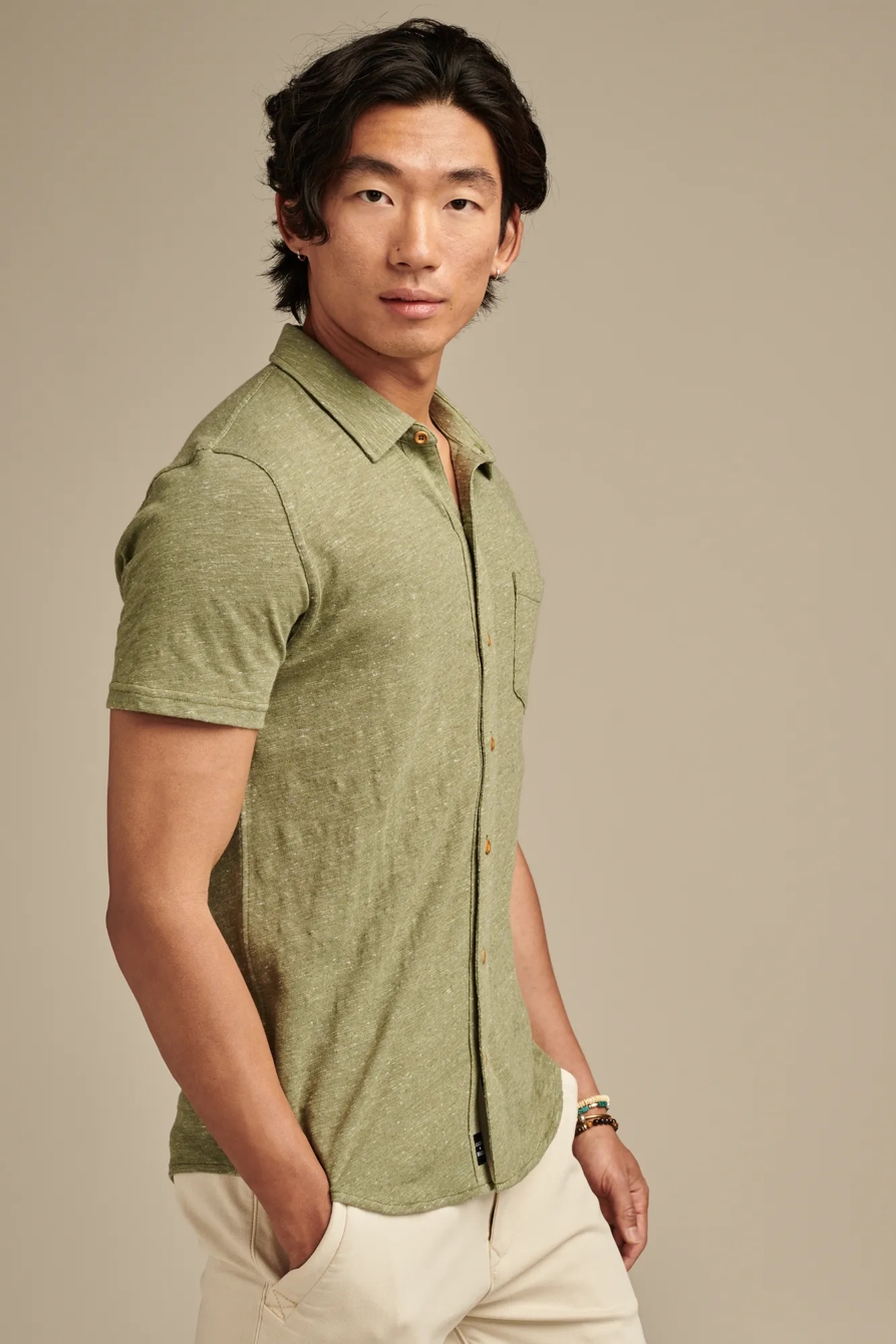 LINEN SHORT SLEEVE BUTTON UP SHIRT, image 3