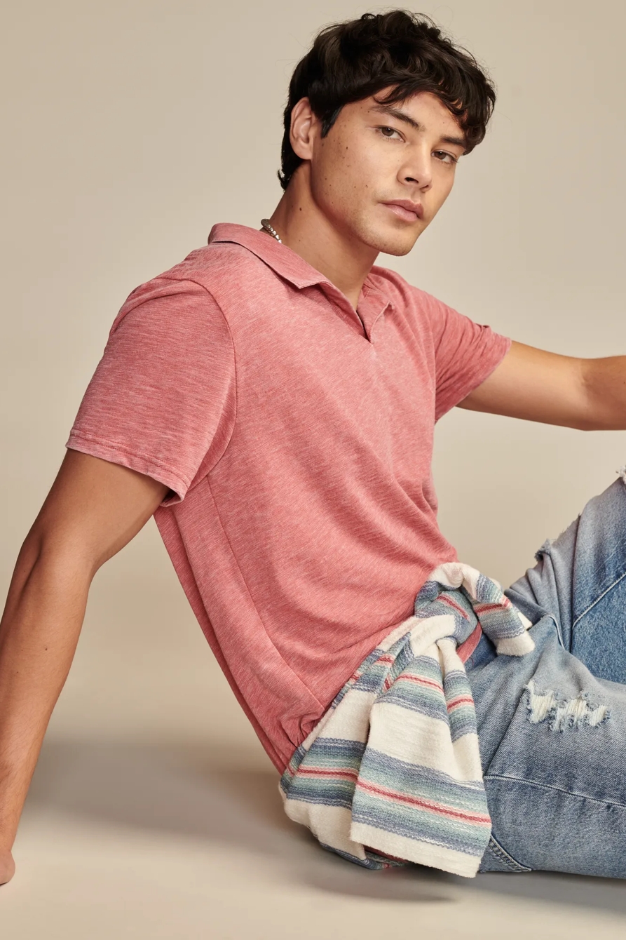 BURNOUT SLUB JERSEY JOHNY COLLAR POLO, image 2