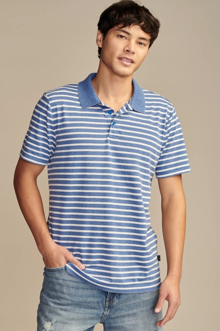 VENICE BURNOUT SHORT SLEEVE FLAT KNIT POLO, image 1