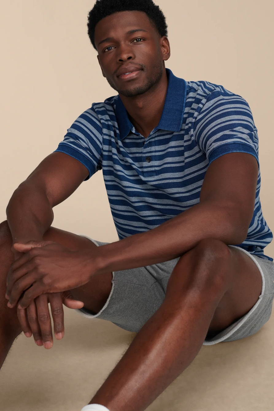 STRIPE INDIGO PIQUE POLO, image 2