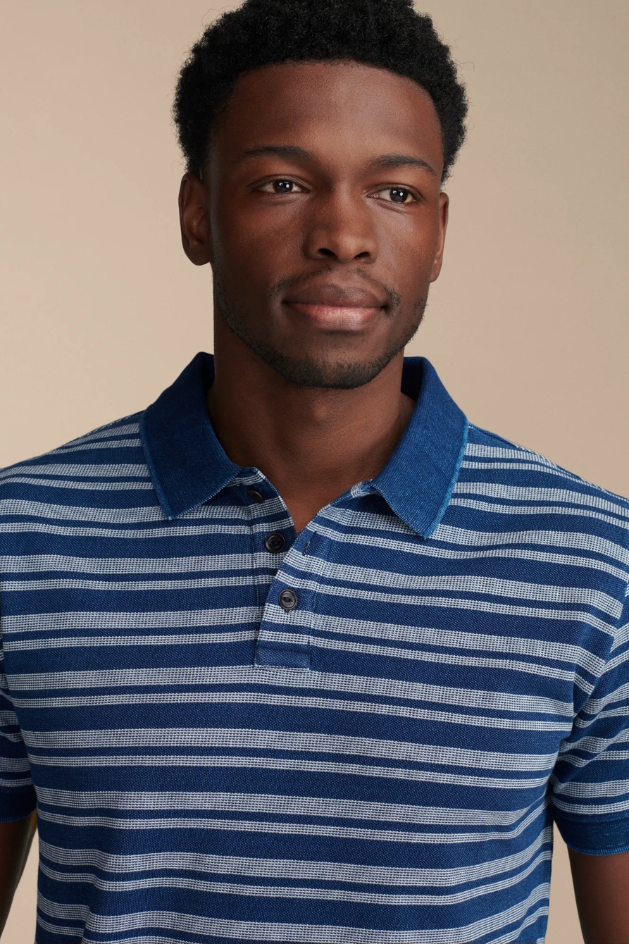 STRIPE INDIGO PIQUE POLO, image 3