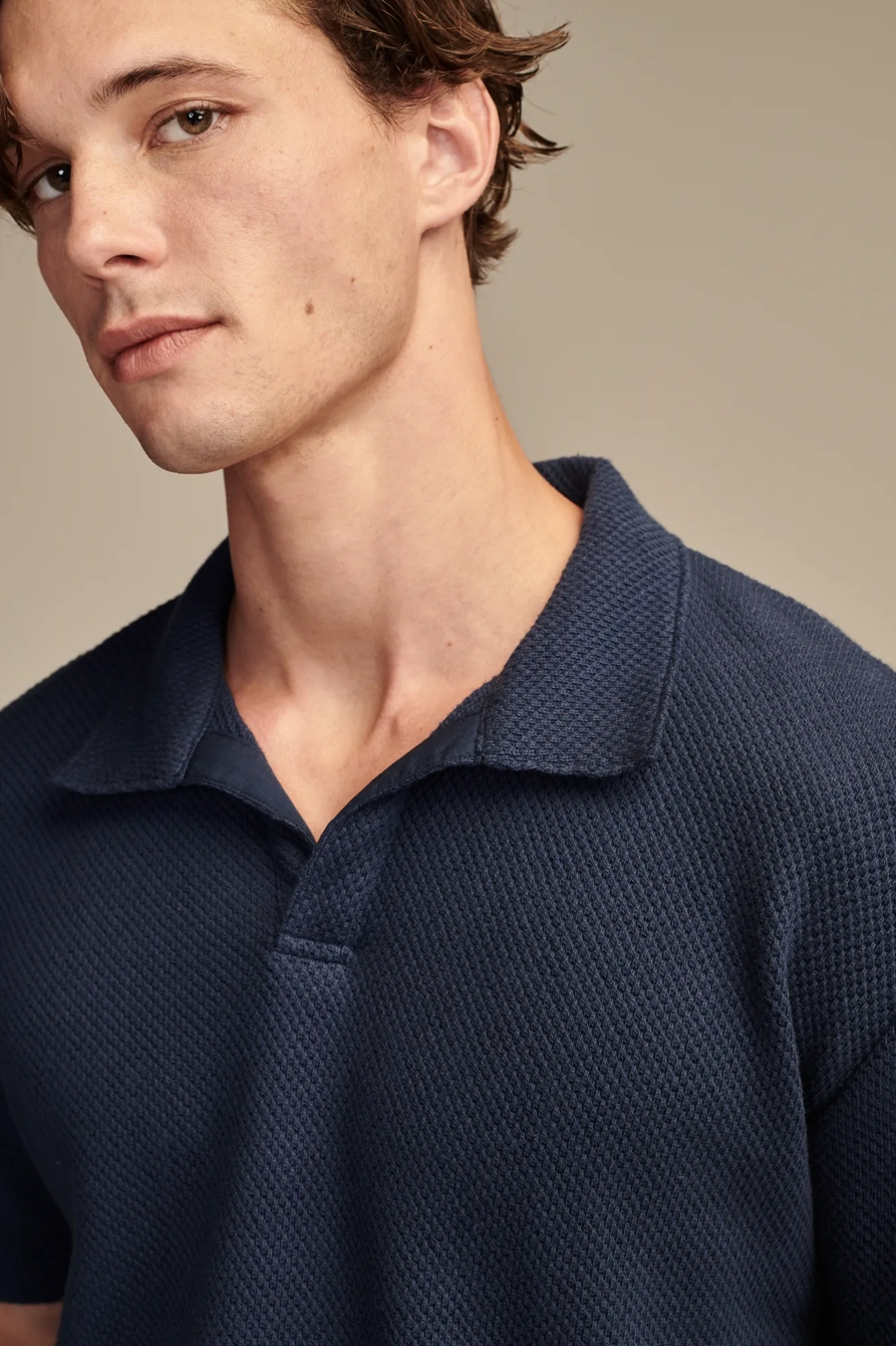 JACQUARD KNIT JOHNNY COLLAR SHORT SLEEVE POLO, image 2