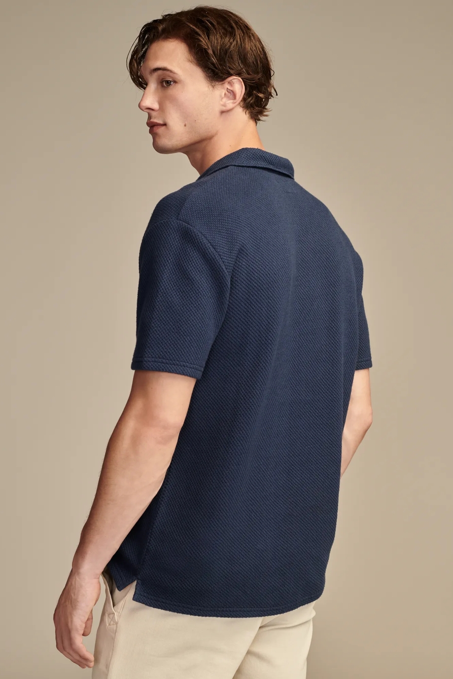 JACQUARD KNIT JOHNNY COLLAR SHORT SLEEVE POLO, image 4
