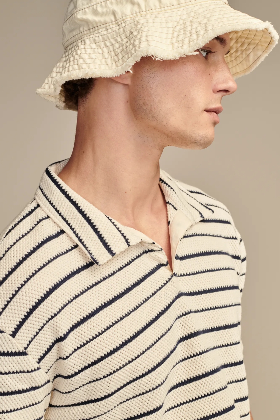 JACQUARD KNIT JOHNNY COLLAR SHORT SLEEVE POLO, image 2