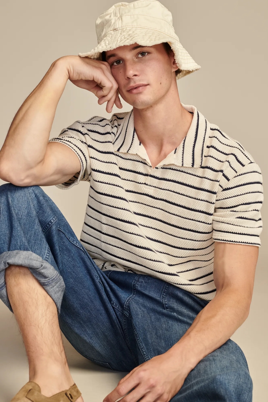JACQUARD KNIT JOHNNY COLLAR SHORT SLEEVE POLO, image 5