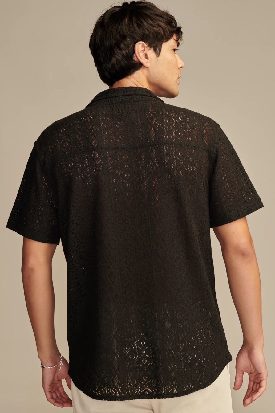 JACQUARD KNIT BUTTON DOWN SHORT SLEEVE SHIRT, image 3