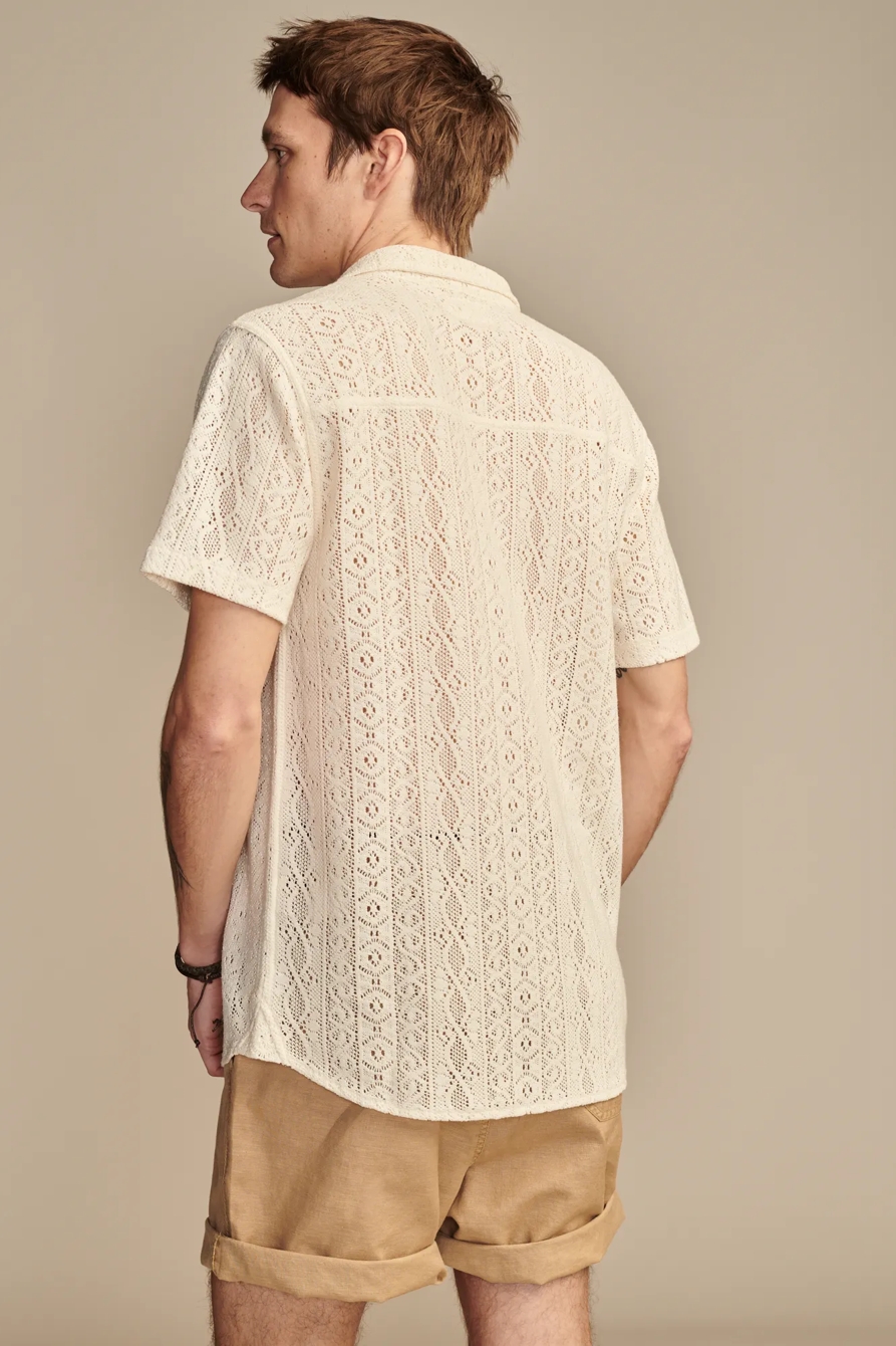 JACQUARD KNIT BUTTON DOWN SHORT SLEEVE SHIRT, image 5