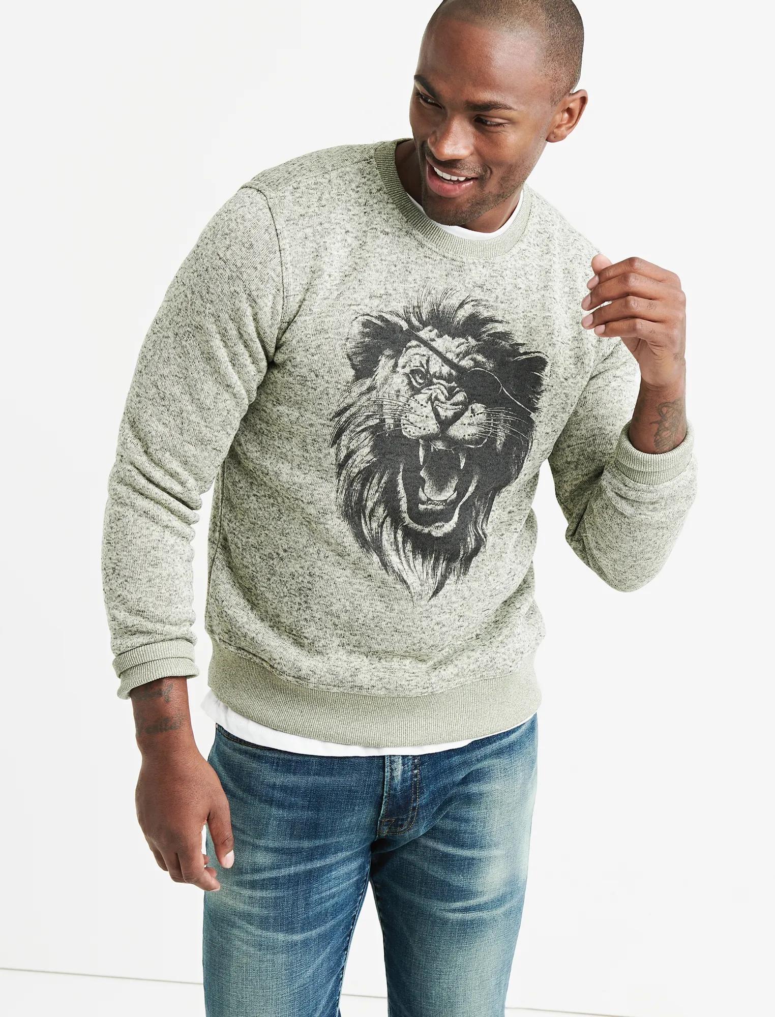 SHEARLESS FLEECE LION EYE PATCH CREW, image 1