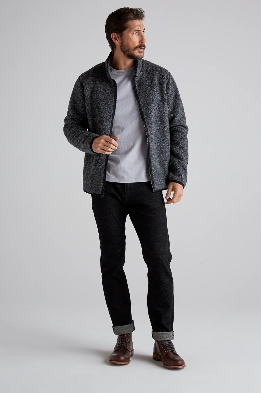 SOLID SHERPA FULL ZIP MOCK NECK, image 2
